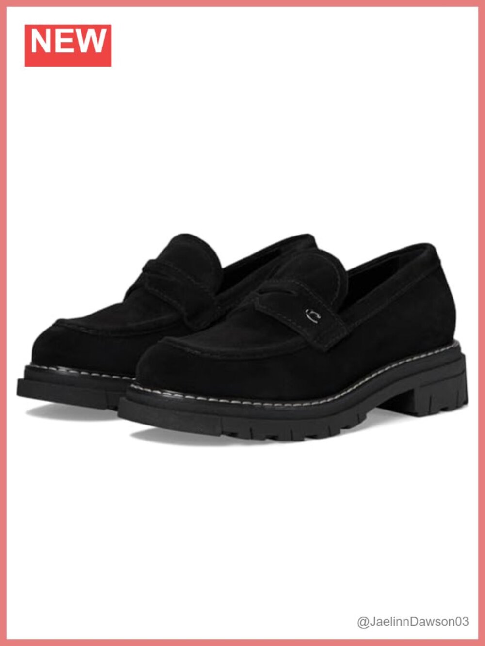 Suede Women's Loafers Penny Slot Slip-On Leather Insole Lug Sole